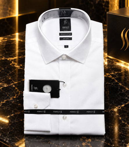 חולצת Impress 5100 לבנה מקופלת עם שרוול ארוך – מבט קדמי