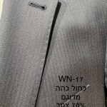 חליפת Adore דגם WN-17 בצבע כחול כהה עם בד מדוגם ו-70% צמר, צילום תקריב של דש הז'קט ומרקם הבד